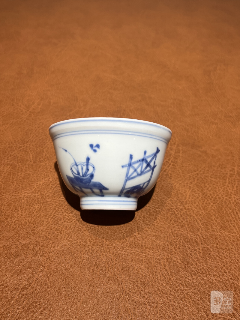 清 青花亭台楼阁纹碗
